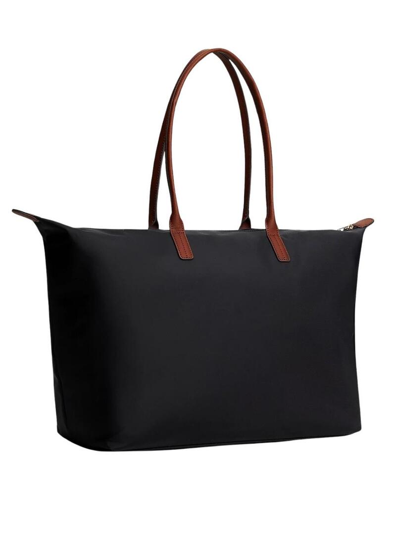 Borsa Tommy Hilfiger maxi tote in nylon nero per donna