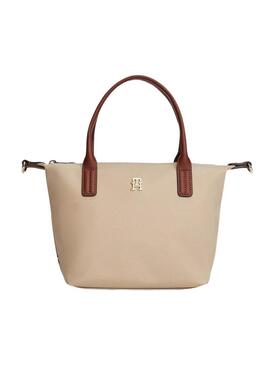 Borsa Tommy Hilfiger mini tote beige in nylon per donna