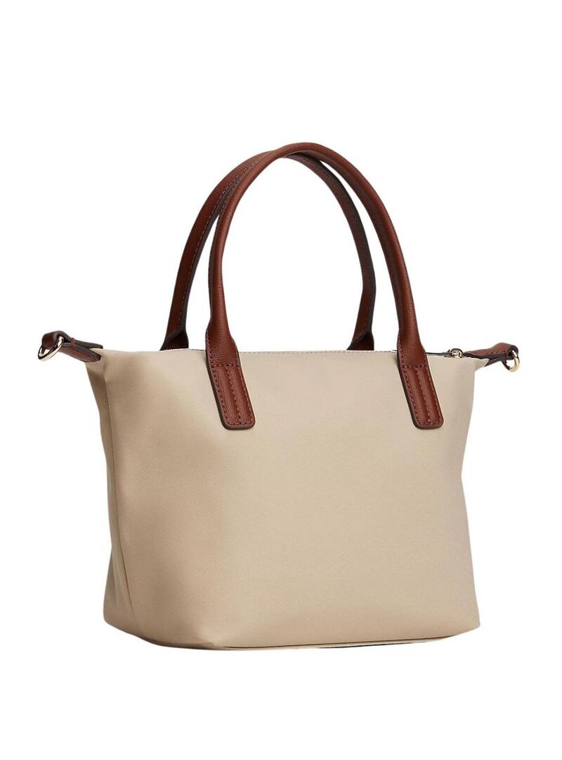 Borsa Tommy Hilfiger mini tote beige in nylon per donna