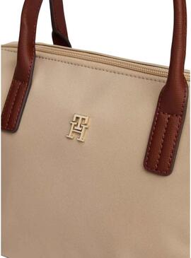 Borsa Tommy Hilfiger mini tote beige in nylon per donna