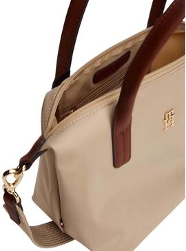 Borsa Tommy Hilfiger mini tote beige in nylon per donna