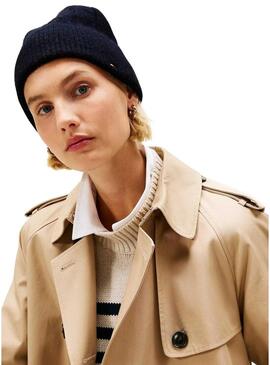 Cappello in lana Tommy Hilfiger Fluffy blu scuro per donna
