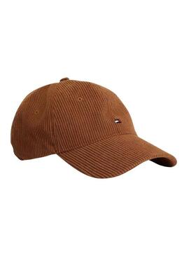 Cappello Tommy Hilfiger Flag in velluto a coste marrone per uomo