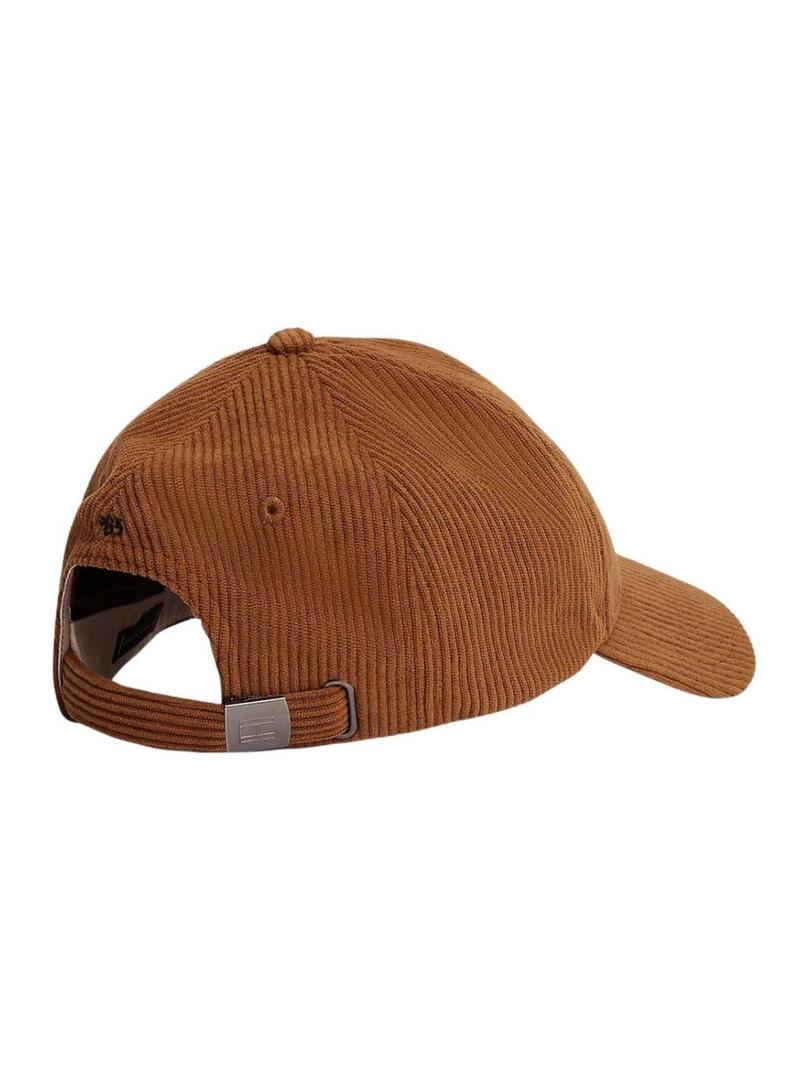 Cappello Tommy Hilfiger Flag in velluto a coste marrone per uomo