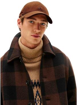 Cappello Tommy Hilfiger Flag in velluto a coste marrone per uomo
