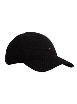 Cappello Tommy Hilfiger Flag in velluto a coste nero per uomo
