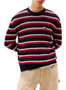 Maglia a righe Tommy Jeans rosso e blu per uomo.