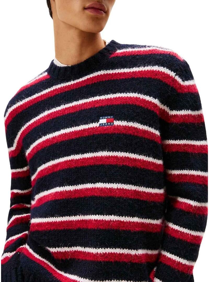 Maglia a righe Tommy Jeans rosso e blu per uomo.