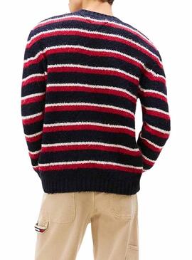 Maglia a righe Tommy Jeans rosso e blu per uomo.