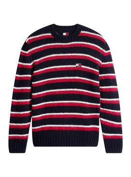 Maglia a righe Tommy Jeans rosso e blu per uomo.