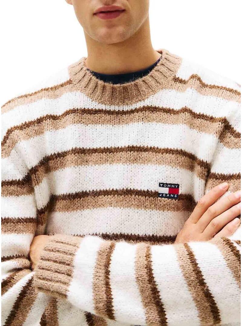 Maglia a righe beige Tommy Jeans per uomo