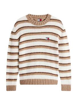 Maglia a righe beige Tommy Jeans per uomo