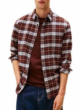 Camicia Tommy Jeans Flannel marrone per uomo