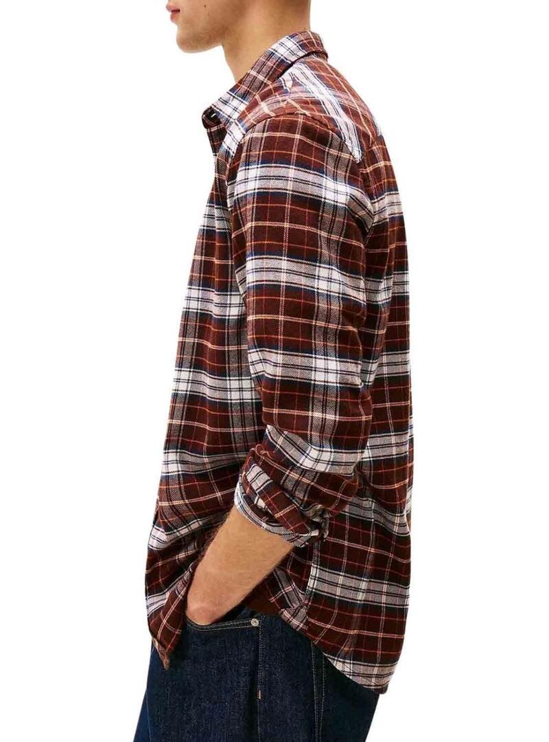 Camicia Tommy Jeans Flannel marrone per uomo