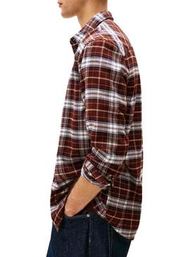 Camicia Tommy Jeans Flannel marrone per uomo