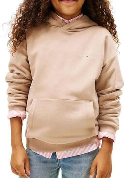 Felpa Tommy Hilfiger Mini Corp beige per bambina e bambino
