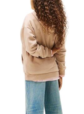 Felpa Tommy Hilfiger Mini Corp beige per bambina e bambino