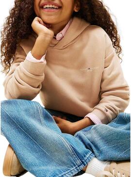 Felpa Tommy Hilfiger Mini Corp beige per bambina e bambino