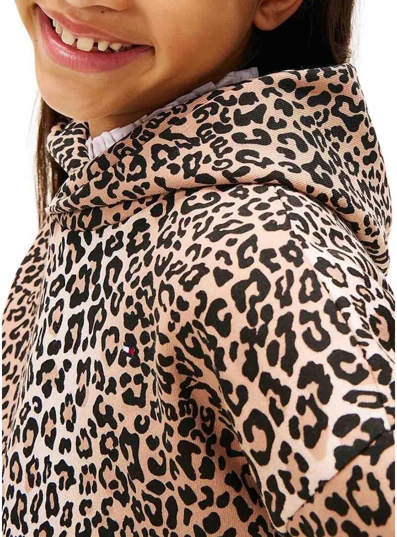 Felpa Tommy Hilfiger con stampa leopardata per ragazze