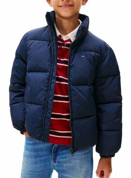 Giacca trapuntata Tommy Hilfiger Flag blu scuro per ragazzo e ragazza