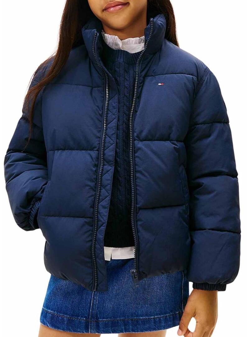 Giacca trapuntata Tommy Hilfiger Flag blu scuro per ragazzo e ragazza