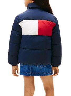 Giacca trapuntata Tommy Hilfiger Flag blu scuro per ragazzo e ragazza