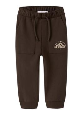 Pantaloni jogger Name It Mobie marrone per bambino.