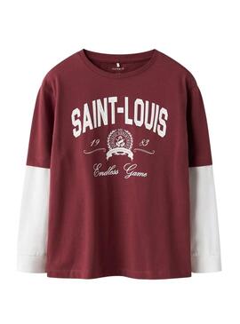 Maglietta Name It Robin bordeaux e bianca per bambino