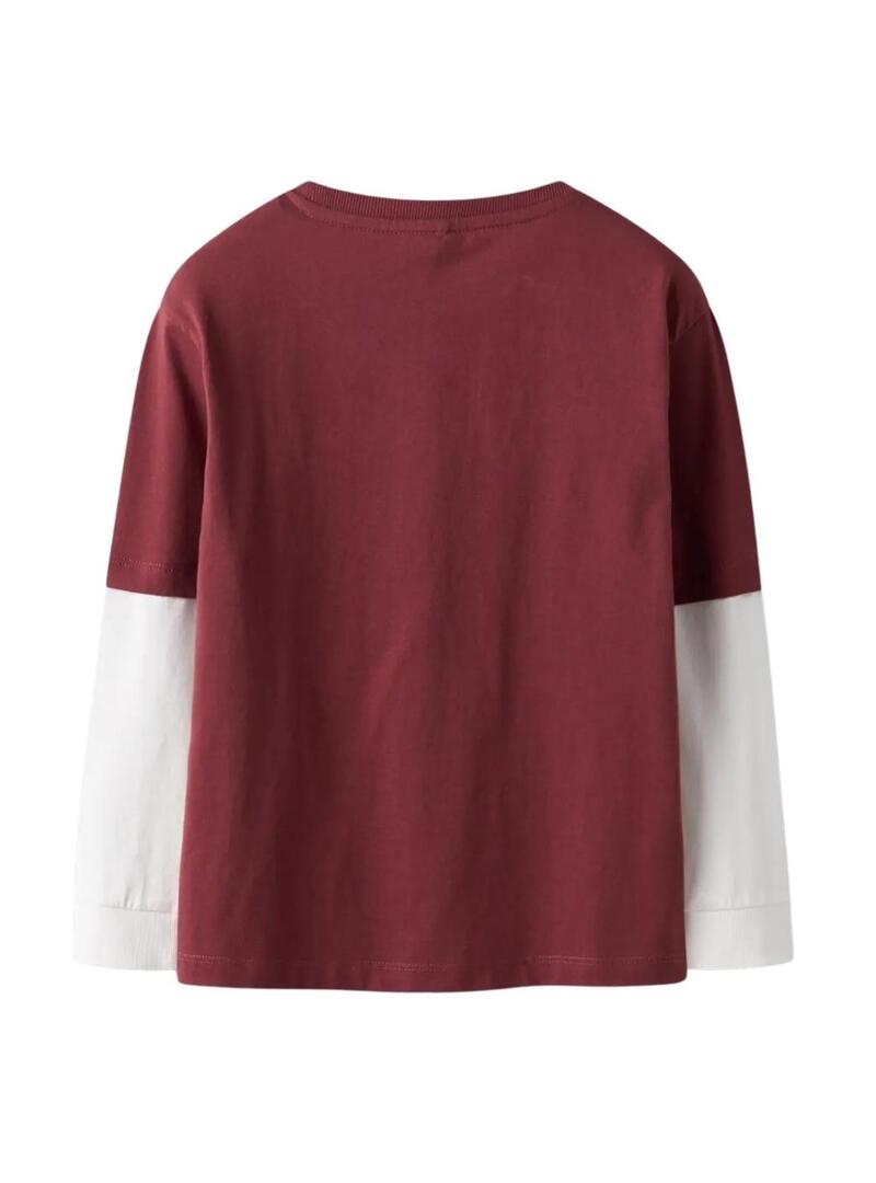 Maglietta Name It Robin bordeaux e bianca per bambino