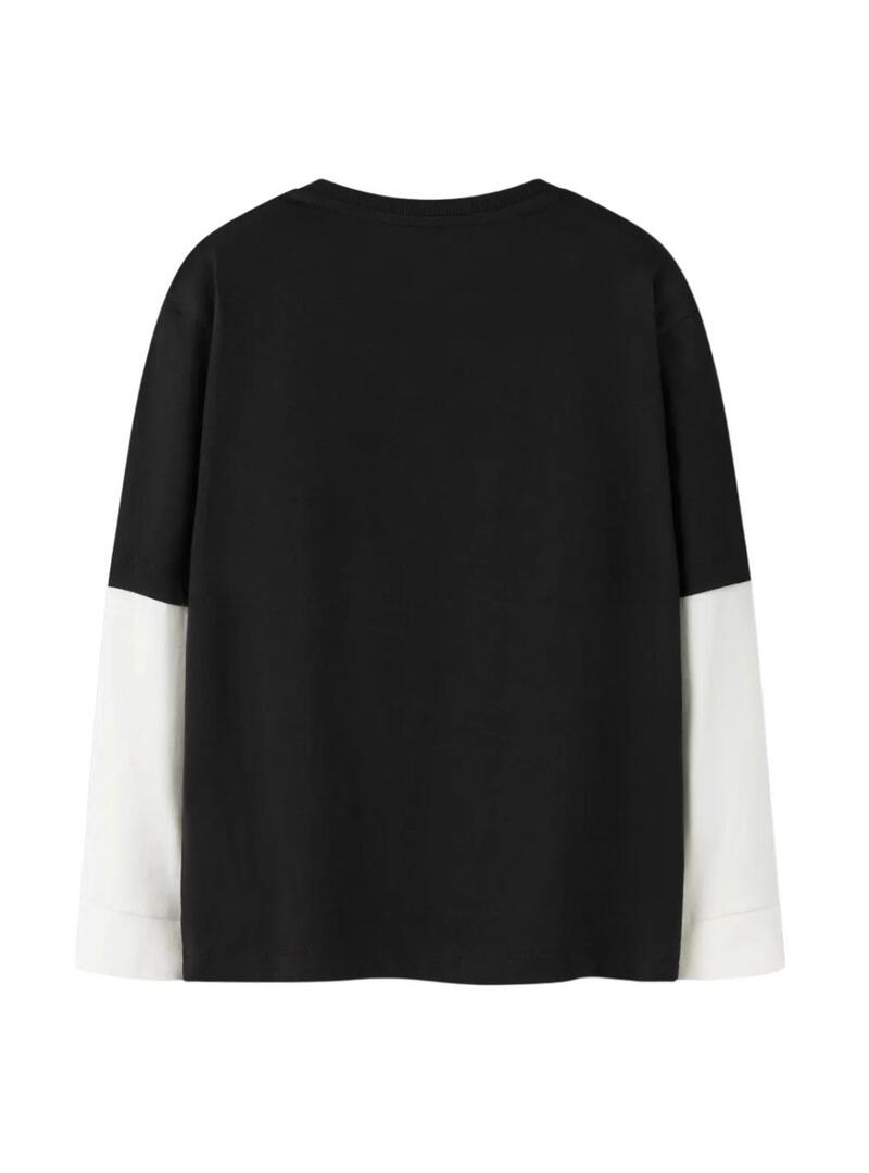 Maglietta Name It Robin nera e bianca per bambino