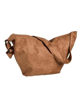 Borsa Pieces Amanda in camoscio marrone per donna.