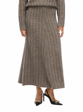 Gonna Vila Virelli maxi in maglia color tostato per donna.