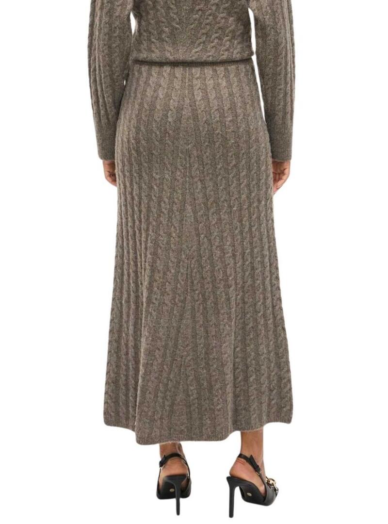 Gonna Vila Virelli maxi in maglia color tostato per donna.