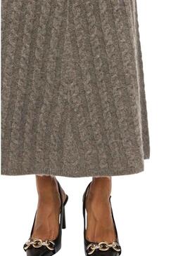 Gonna Vila Virelli maxi in maglia color tostato per donna.