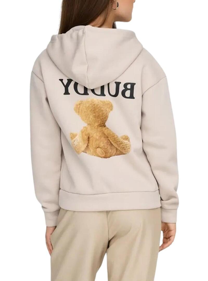 Felpa con cappuccio per donna Only Ricky beige