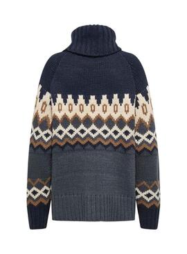 Maglia in misto lana blu Only Rock Jacquard per donna