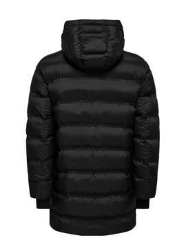Giacca imbottita Only and Sons Union con cappuccio nero per uomo
