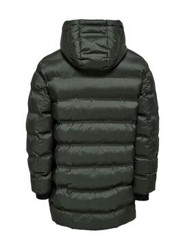 Giacca imbottita Only and Sons Union con cappuccio verde per uomo