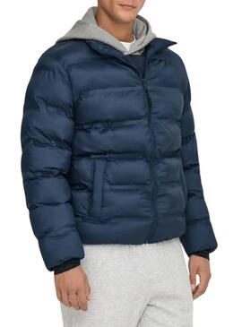 Giacca Only and Sons Union trapuntata blu marino per uomo