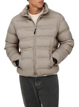 Giacca Only and Sons Union trapuntata beige per uomo