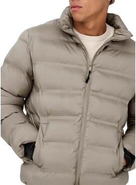 Giacca Only and Sons Union trapuntata beige per uomo