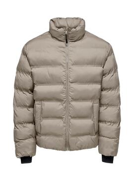 Giacca Only and Sons Union trapuntata beige per uomo