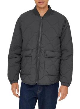 Giubbotto Only and Sons Wren trapuntato grigio per uomo
