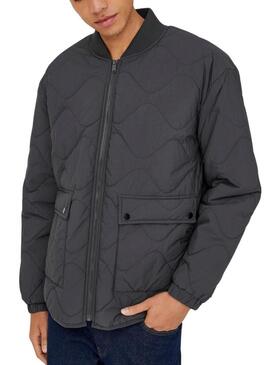 Giubbotto Only and Sons Wren trapuntato grigio per uomo