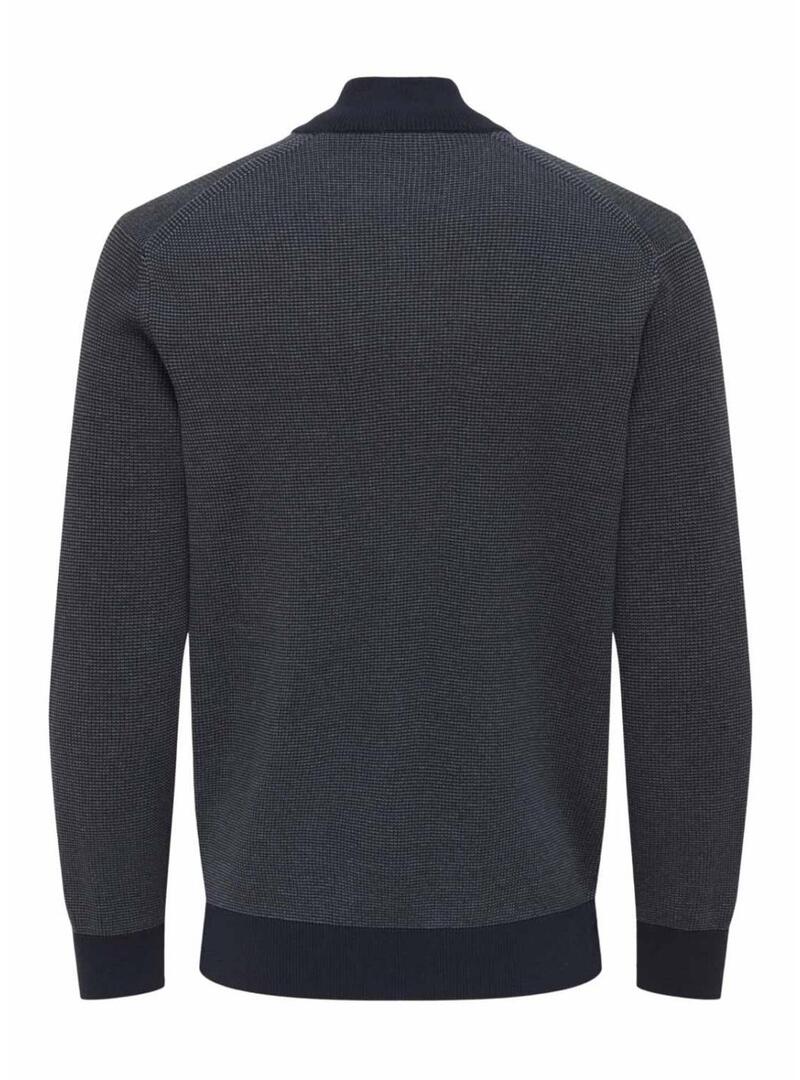 Maglione Only and Sons Philip blu marino con zip per uomo