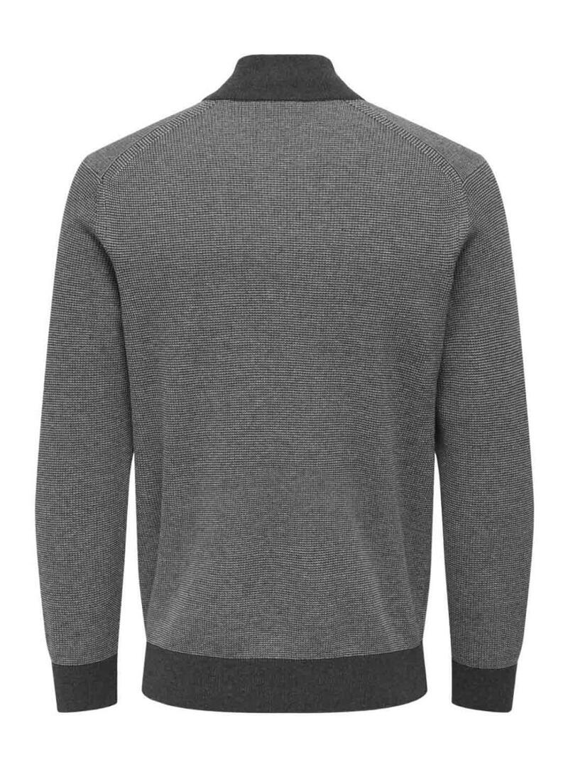 Maglia Only and Sons Philip grigia con zip per uomo