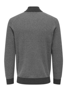 Maglia Only and Sons Philip grigia con zip per uomo