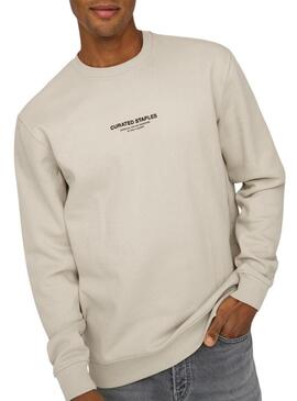 Felpa Only and Sons Curated Crew beige per uomo