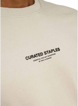 Felpa Only and Sons Curated Crew beige per uomo