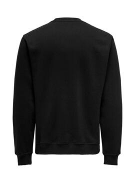 Felpa Only and Sons Curated Crew nera per uomo.